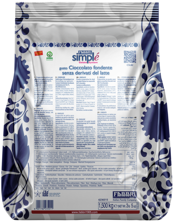 9236315 SIMPLE FABBRI CIOCCOLATO FONDENTE SDL